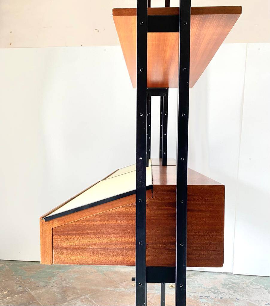 Midcentury Italian Modular Bookshelf with Unusual Drawers, Italy