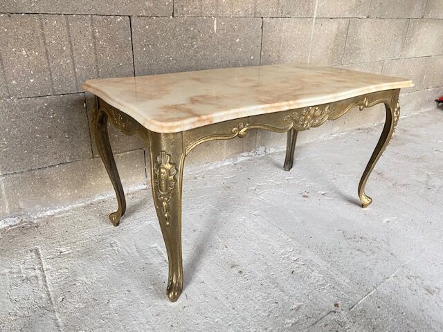 Onyx coffee table base vintage brass 1950