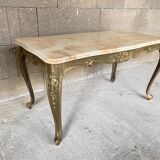 Onyx coffee table base vintage brass 1950