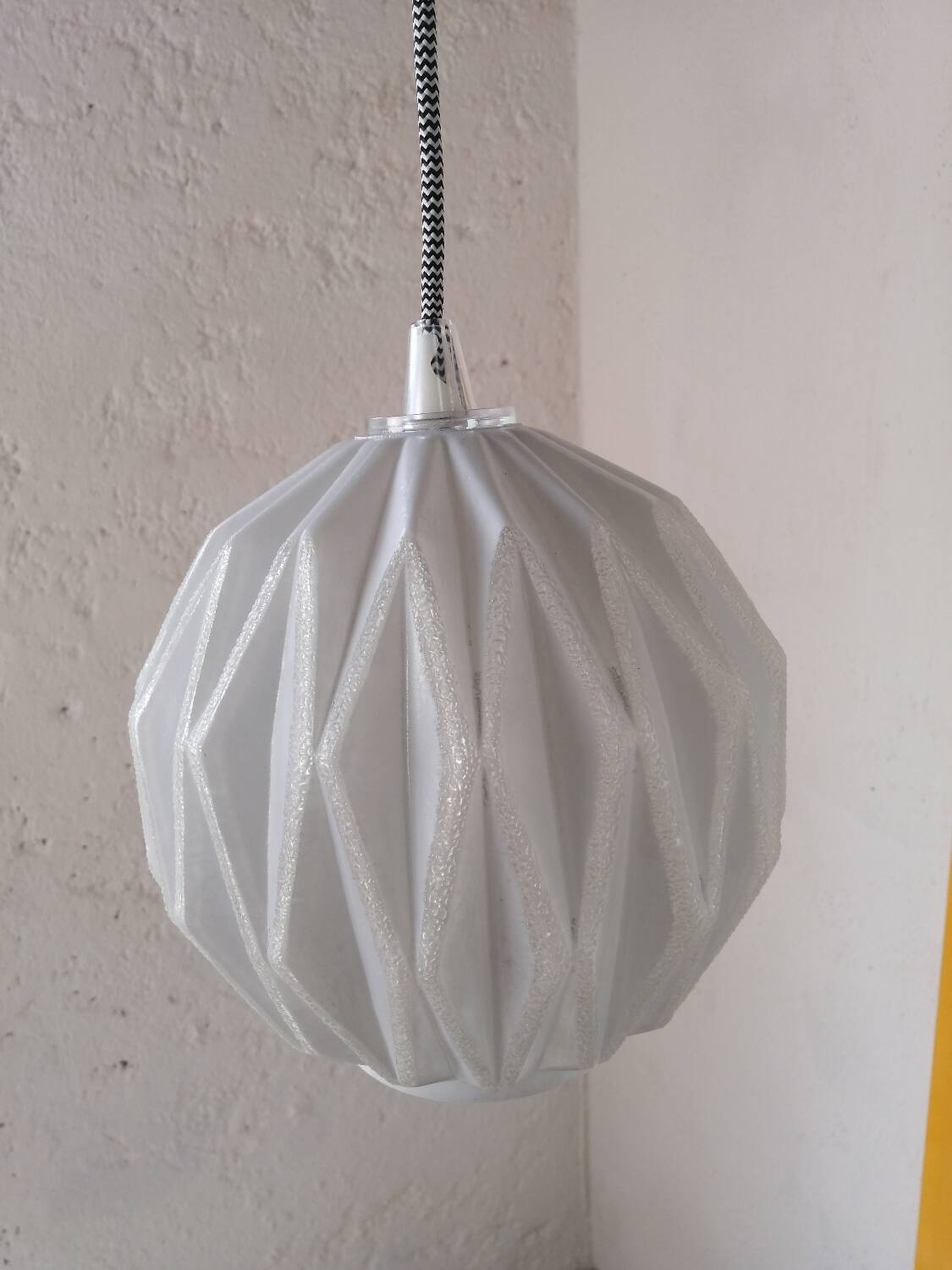 Vintage origami glass globe pendant light