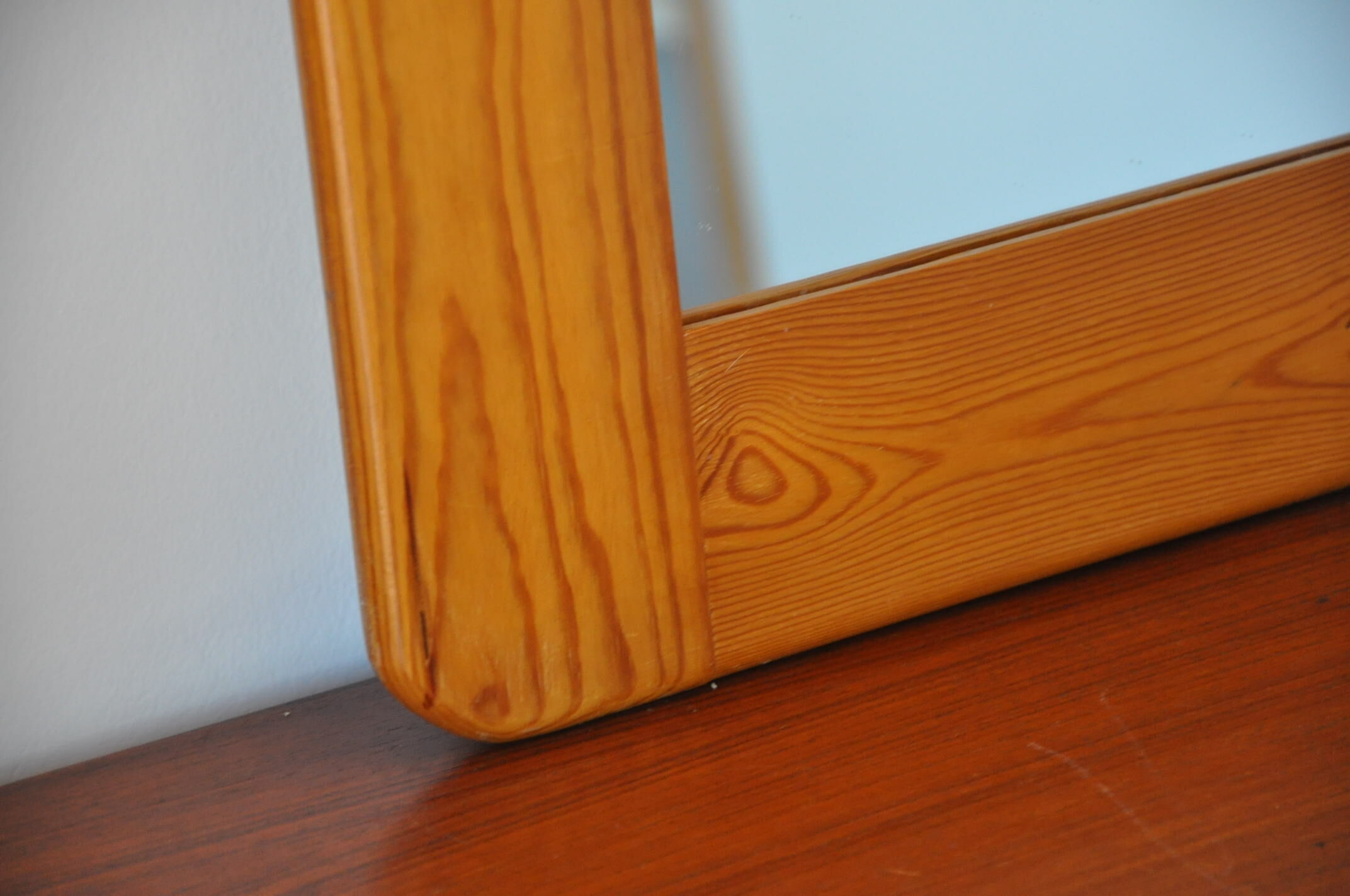 Wooden mirror 70s pine