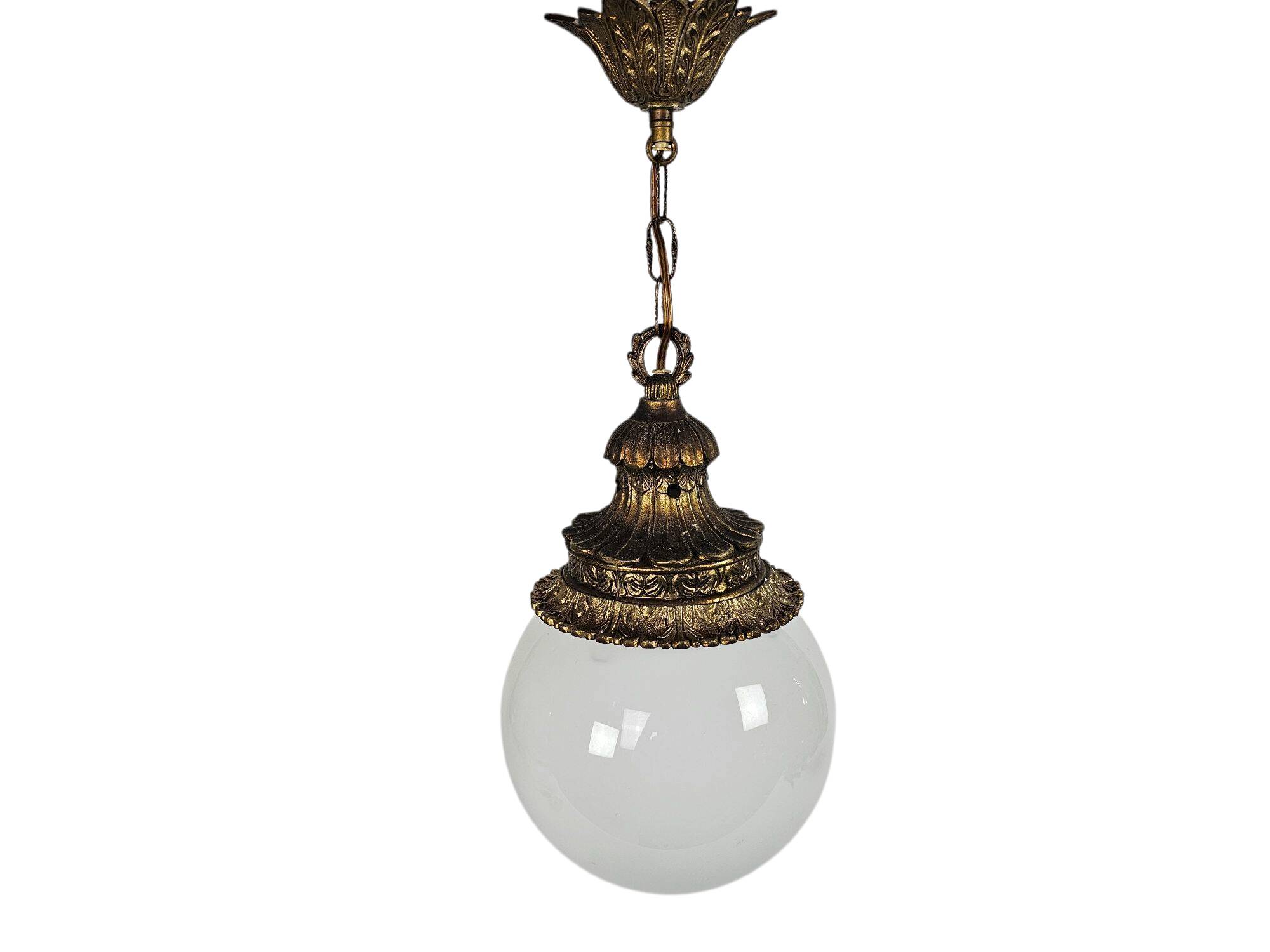 Vintage - Hollywood Regency style - pendant lamp - globe lamp - gold plated