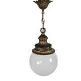 Vintage - Hollywood Regency style - pendant lamp - globe lamp - gold plated