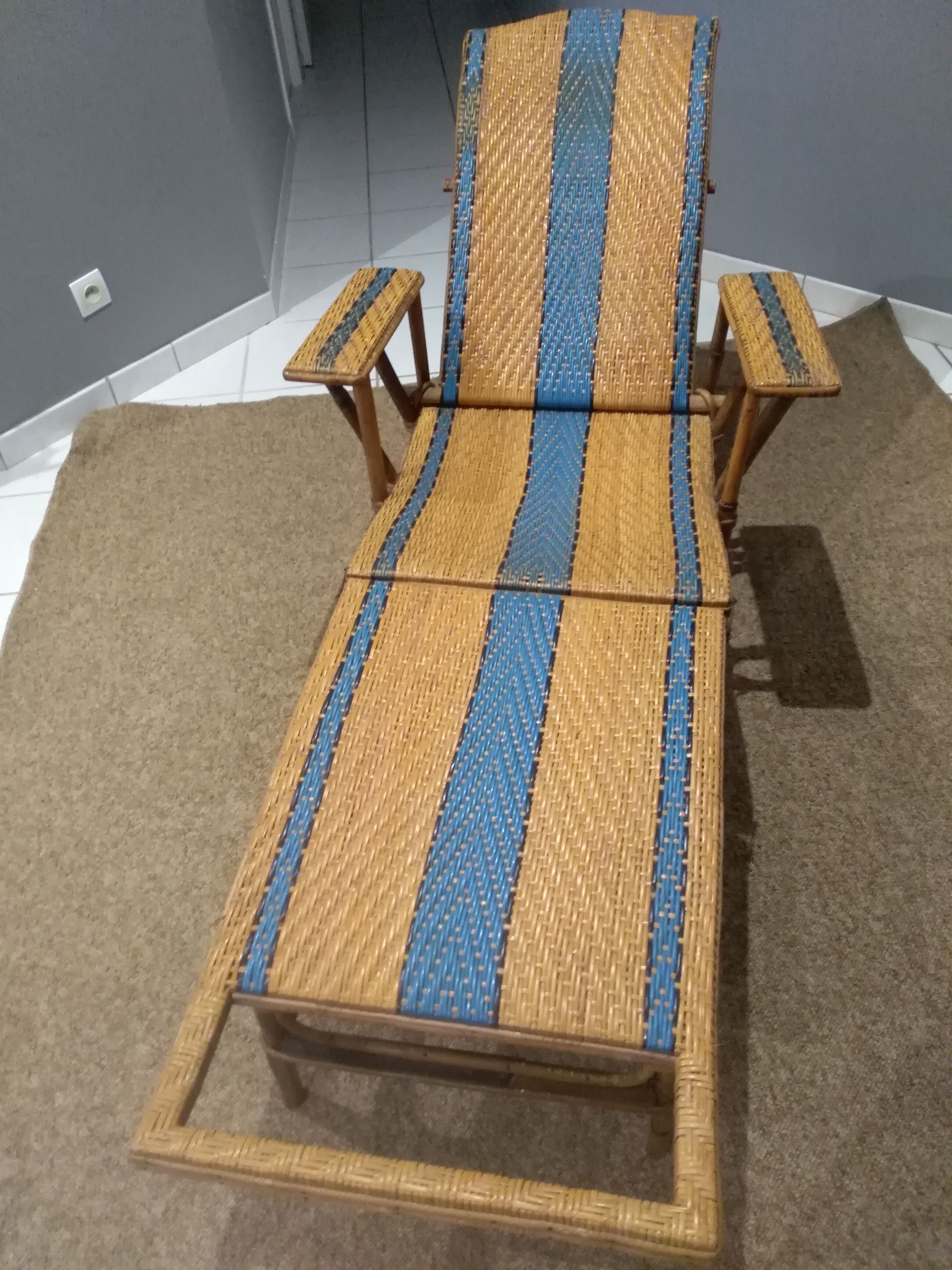 Old rattan and bamboo lounge chair in 1920