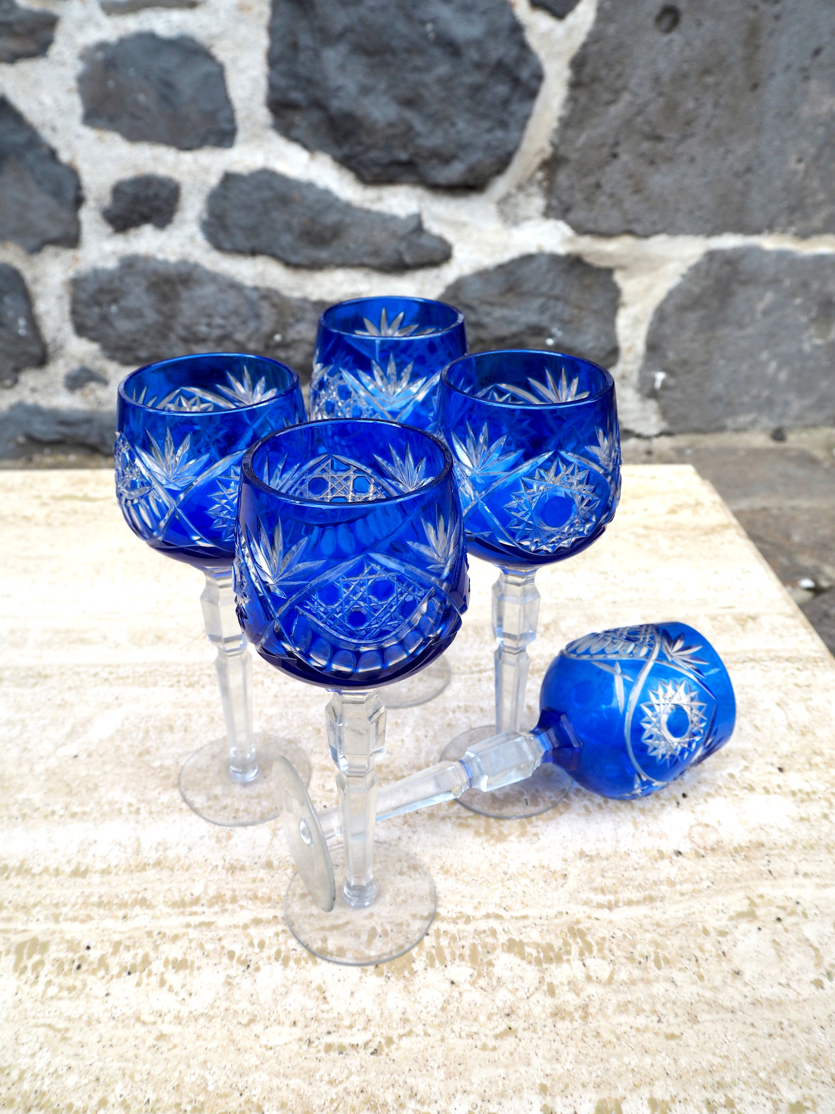 Set de 5 verres à vin en cristal de Pologne