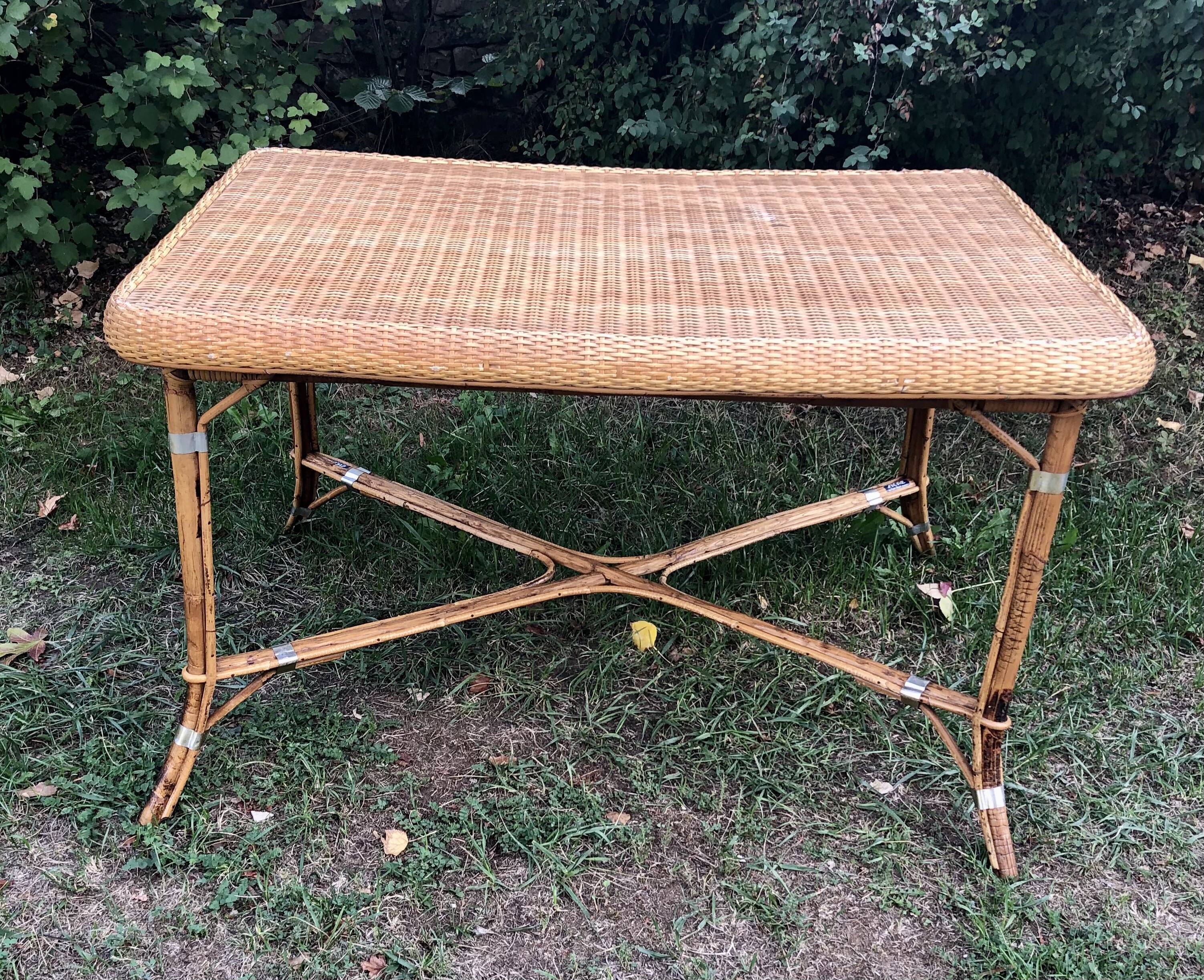 Rattan and wicker table