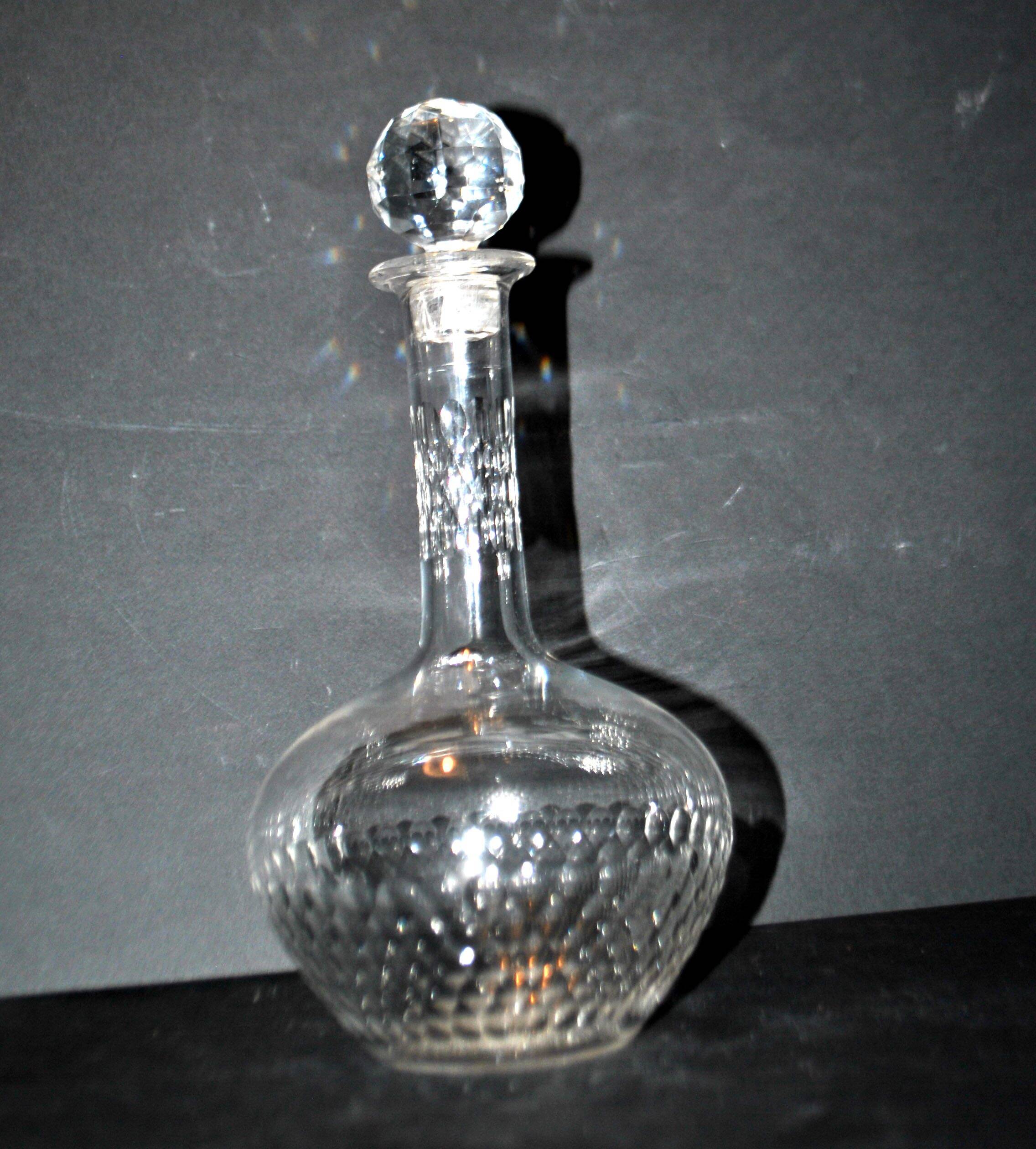 Antique Baccarat tortoiseshell cut crystal liqueur carafe H18cm 1900