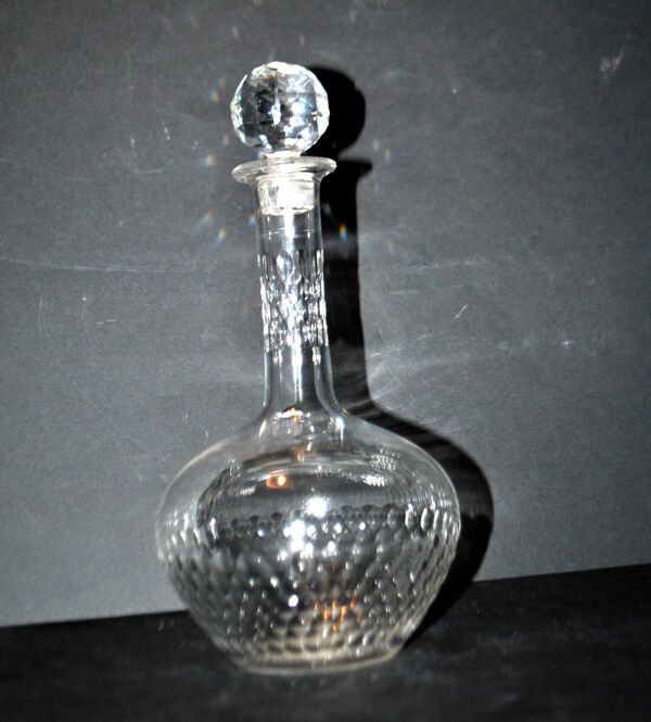 Carafe à liqueur ancienne en cristal taillé écaille Baccarat H18cm 1900