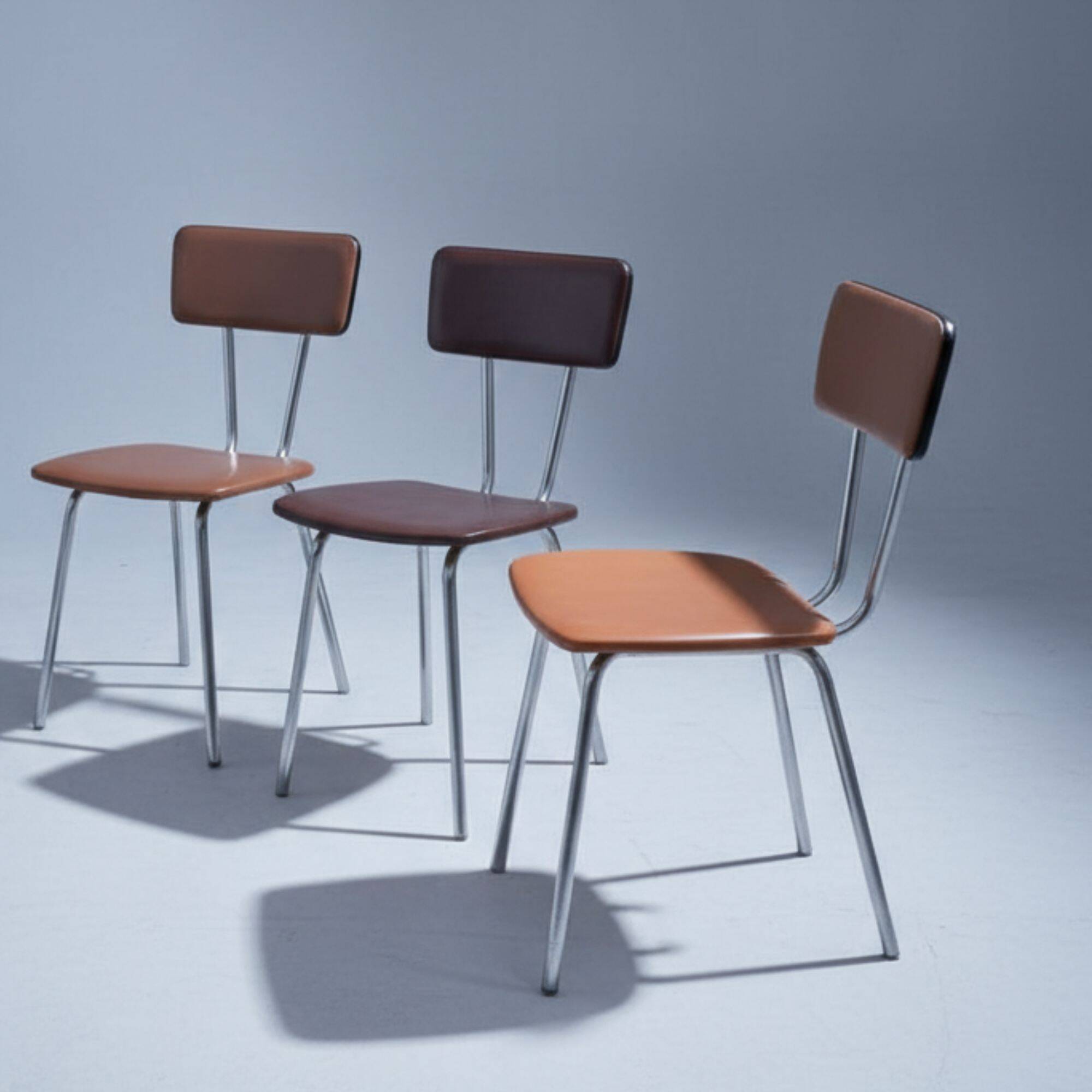 Set of 6 mid-century chrome dining chairs, Czechoslovakia, 1960s