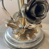 Vintage Franco Italy lamp with silver and gold metal flowers