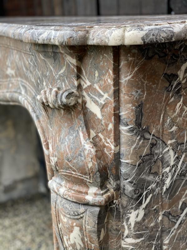 Louis XV Style Fireplace In Grey Marble Of the Ardennes