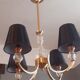 Vintage chandelier year 50 in brass and molded glass