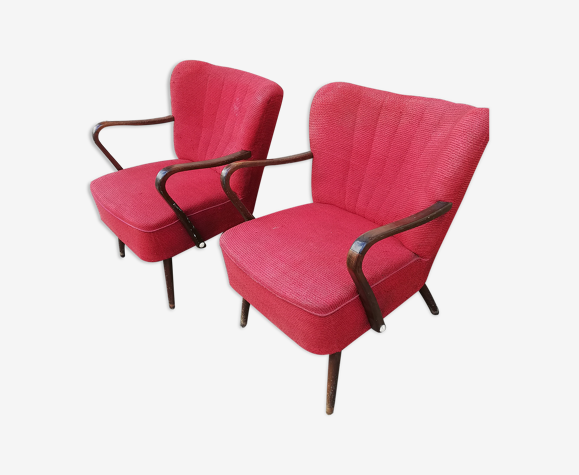 Pair of armrest cocktail armchairs