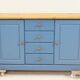 Vintage blue sideboard with 4 drawers and 2 doors - Scandinavian style Sweden 1960