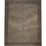 Brown & Khaki Geometric Kilim Rug, Handwoven Wool Carpet 302 x 239 cm
