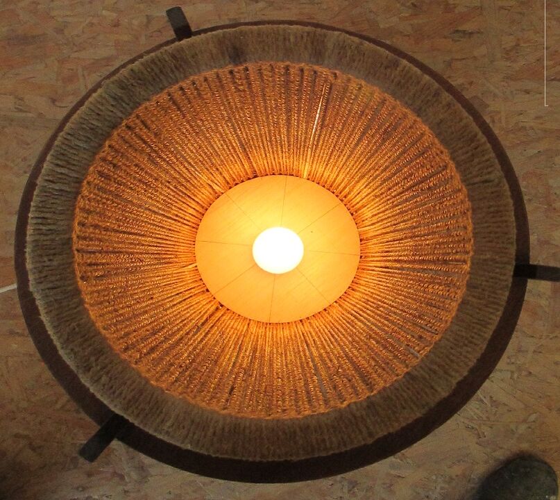 Teak and string lamp