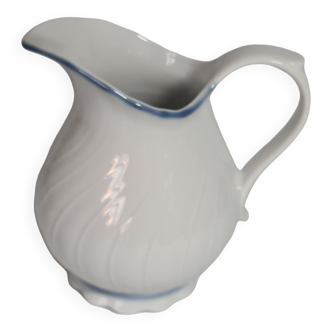 Bavaria Regina earthenware pitcher white with blue edging