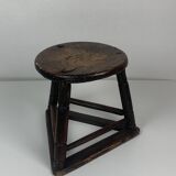 Tabouret tripode en bois ancien pour couteliers, bijoutiers et ouvriers
