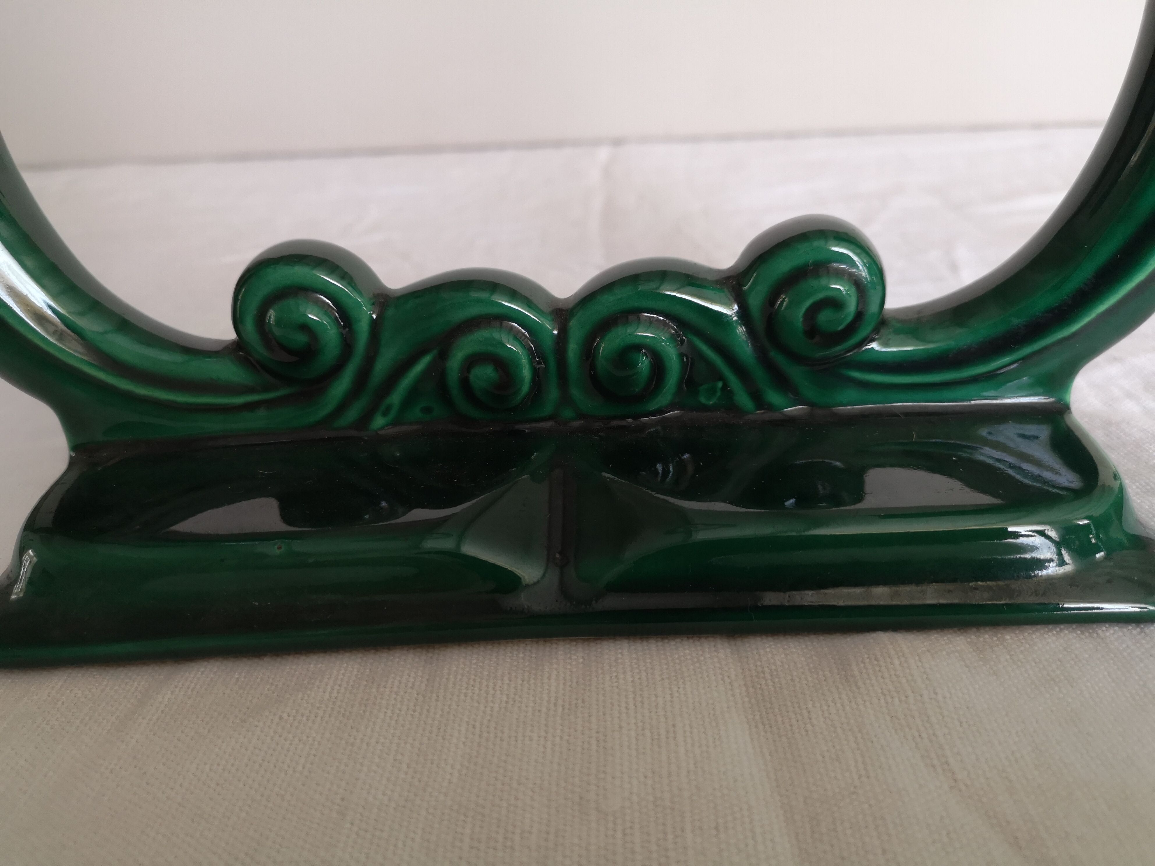 Pair of candlesticks emerald green earthenware 50