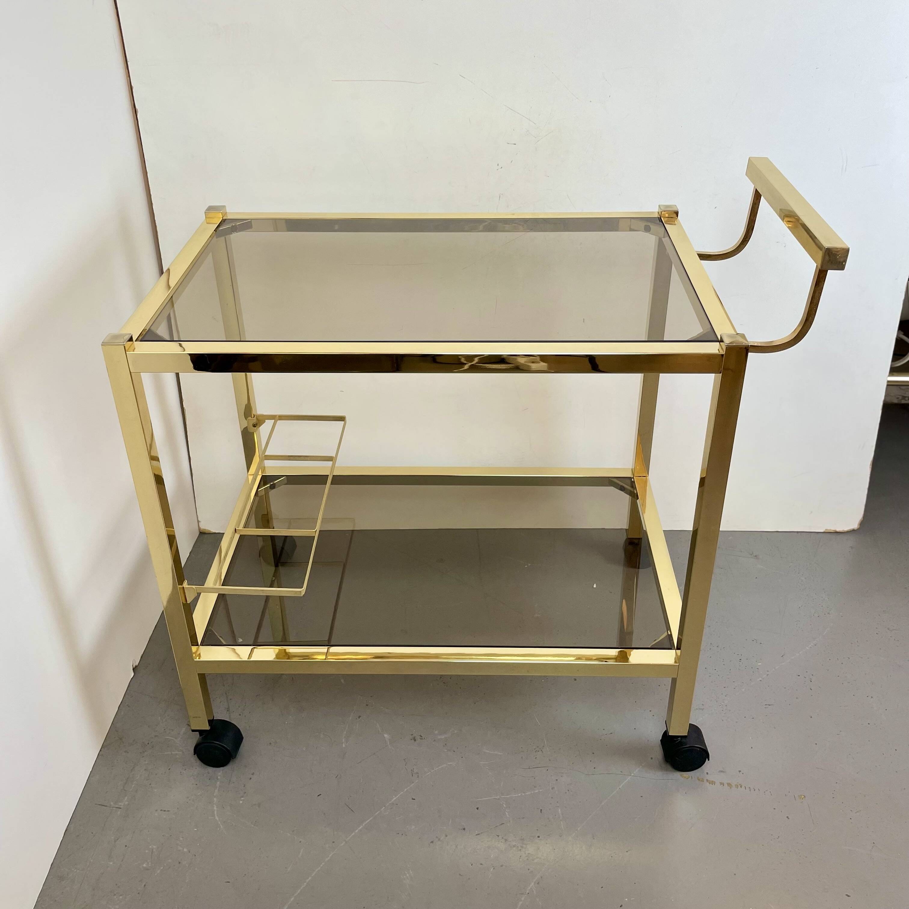 Hollywood Regency Gold Bar Cart, 1980s