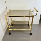 Hollywood Regency Gold Bar Cart, 1980s