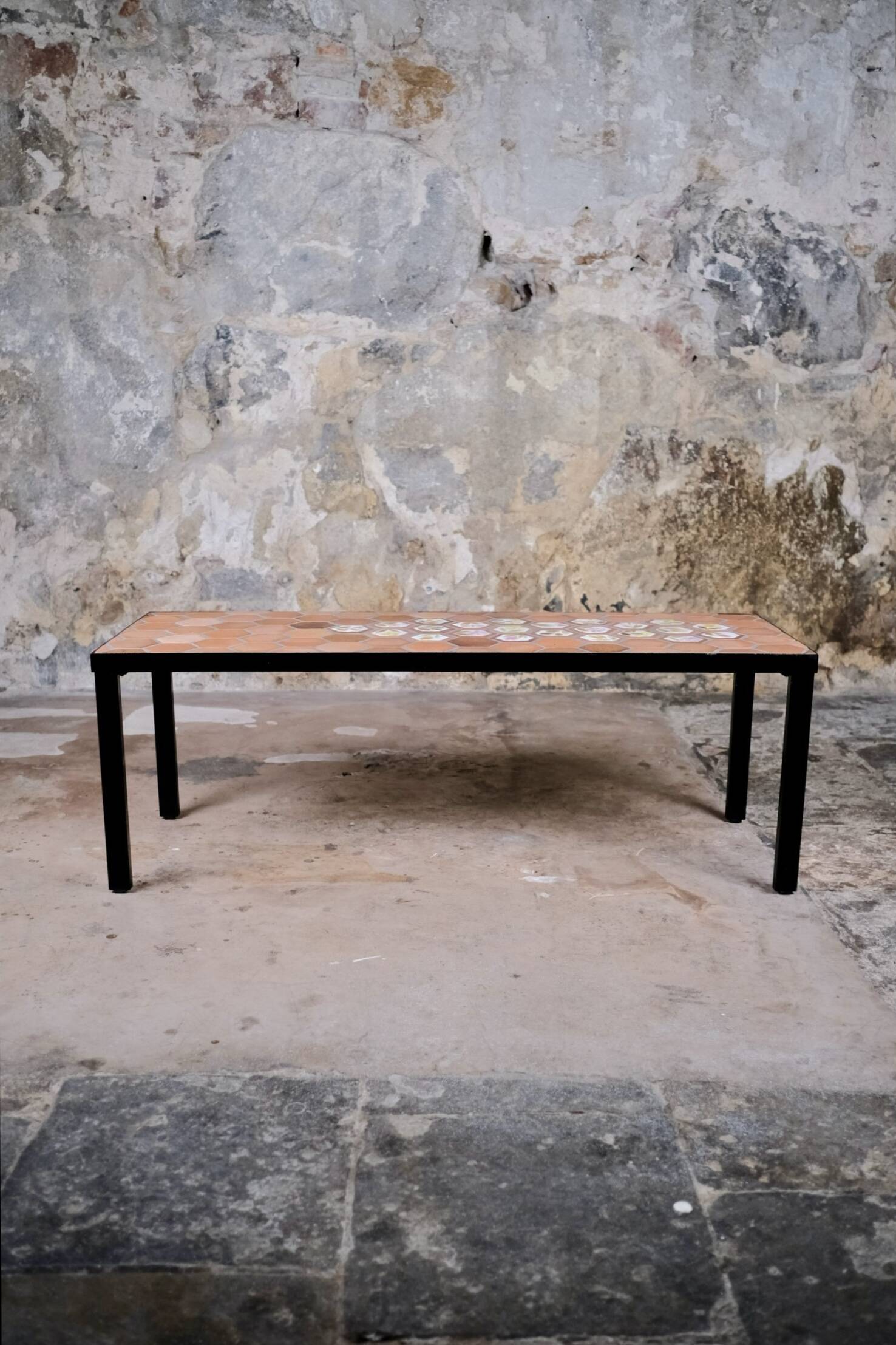 Rectangular ceramic coffee table by Roger Capron, Vallauris, 1960s