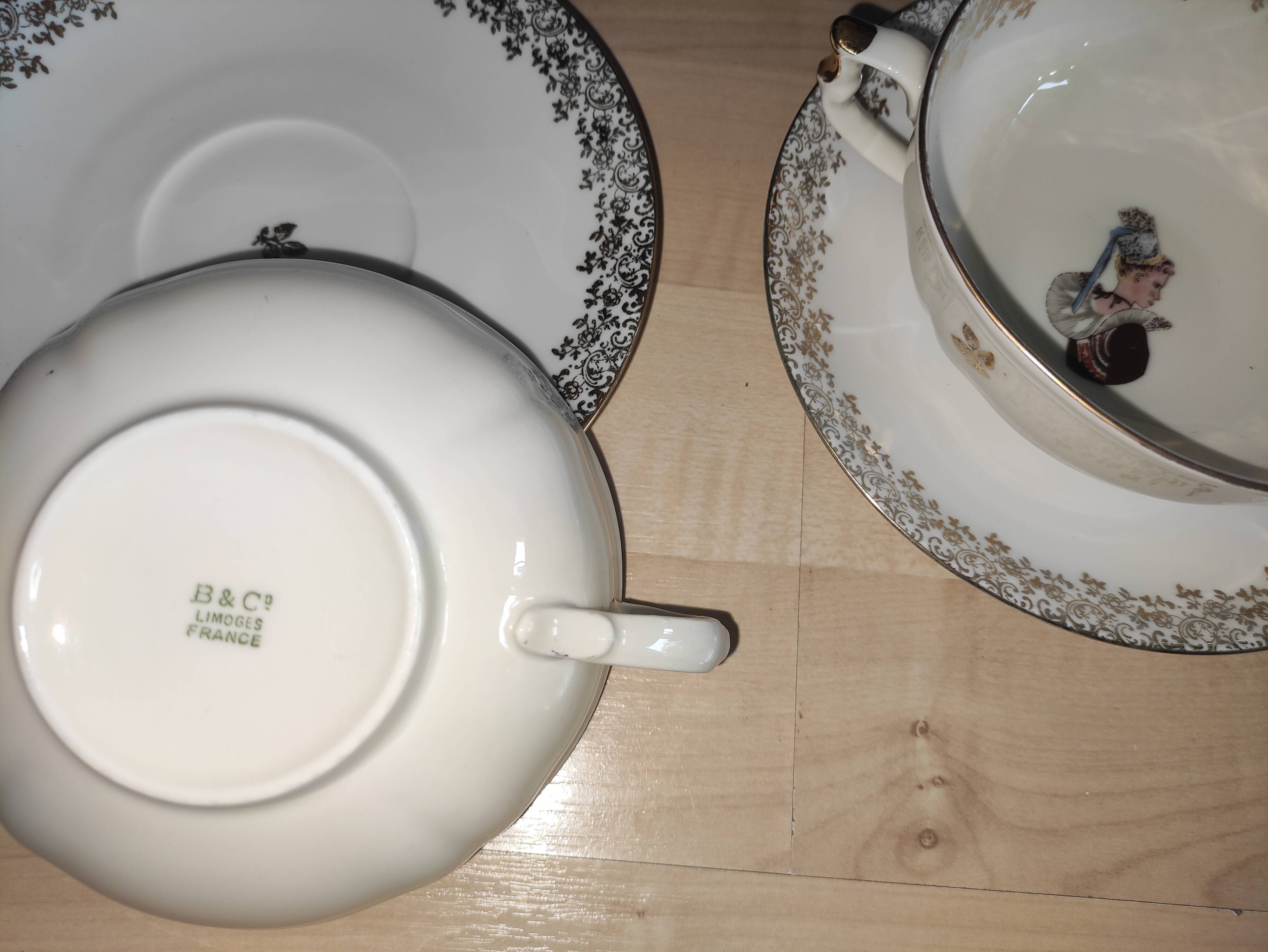 Bernardaud Limoges porcelain cups and saucers