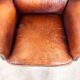 Vintage sheep leather wingback armchair Goor