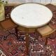 Louis XVI style bouillotte table from the 1960s in mahogany with a marble top.