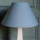 Obelisk lamp with stone effect & deep blue-grey shade, circa 1980.
