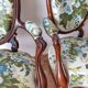 Pair armchairs Louis Philippe solid floral mahogany