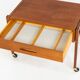 Teak sewing trolley / side table on castors