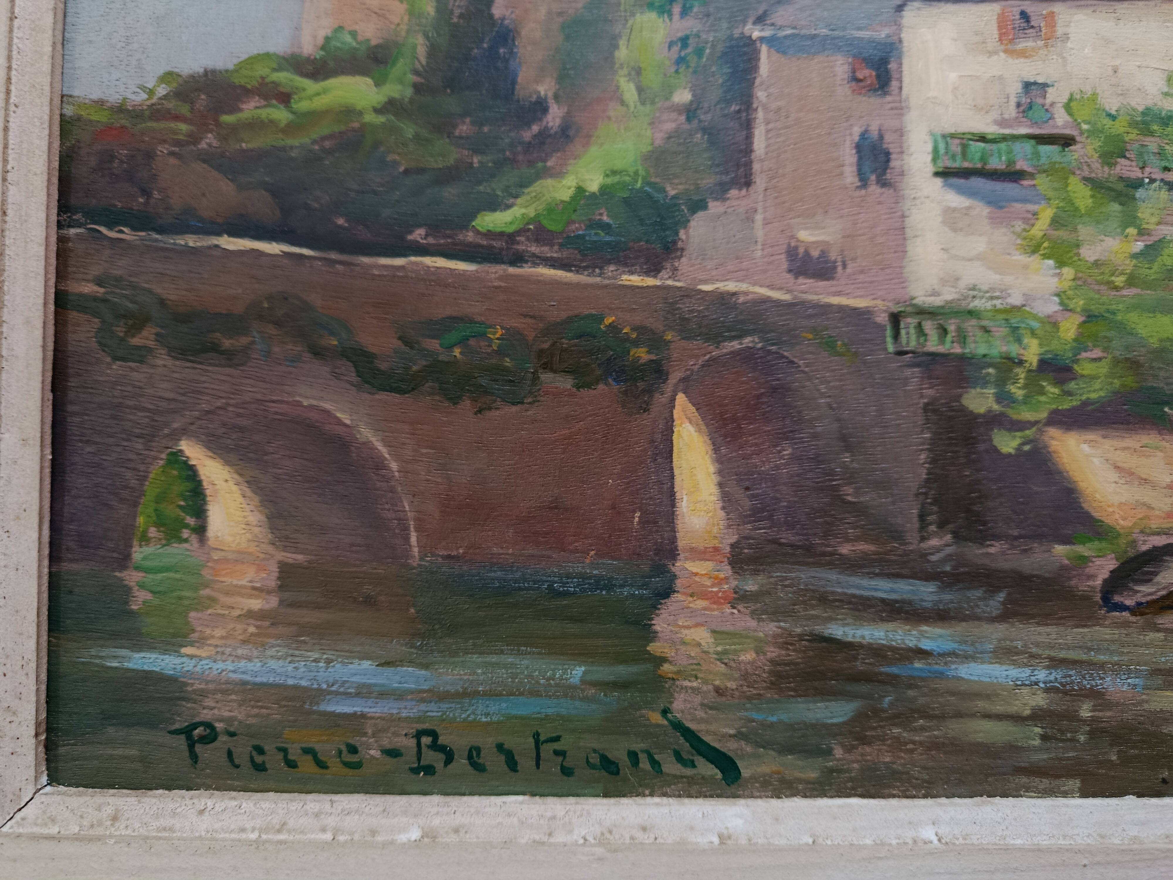 Oil on wood panel CHATEAU DE CLISSON 44 by PIERRE BERTRAND, frame 1940