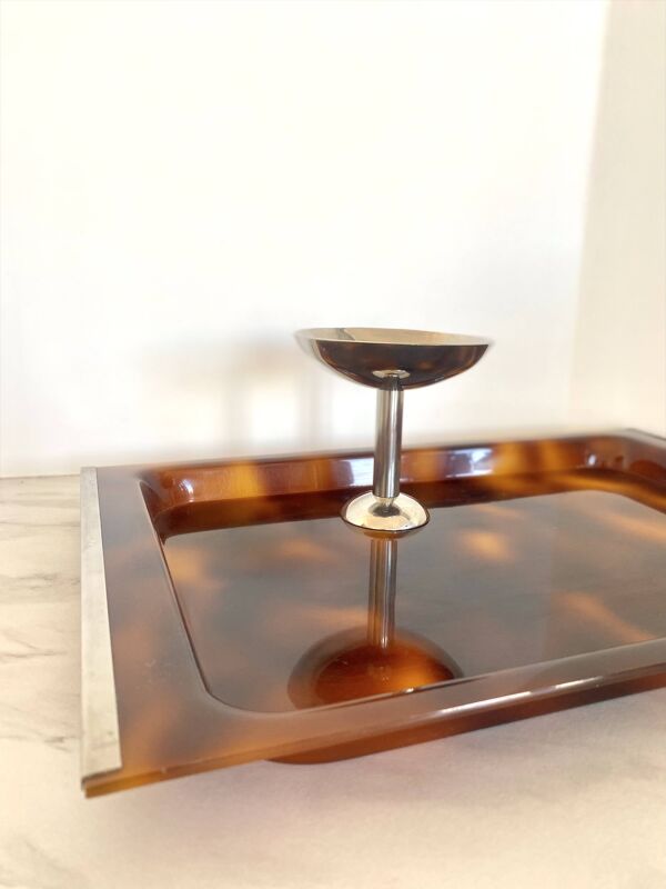 Plateau de service en plexiglas / lucite effet écailles de tortue
