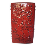 Red ceramic vase Scheurich Germany 70s