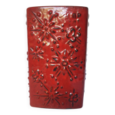 Red ceramic vase Scheurich Germany 70s