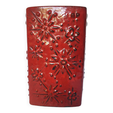 Vase en céramique rouge Scheurich Allemagne années 70