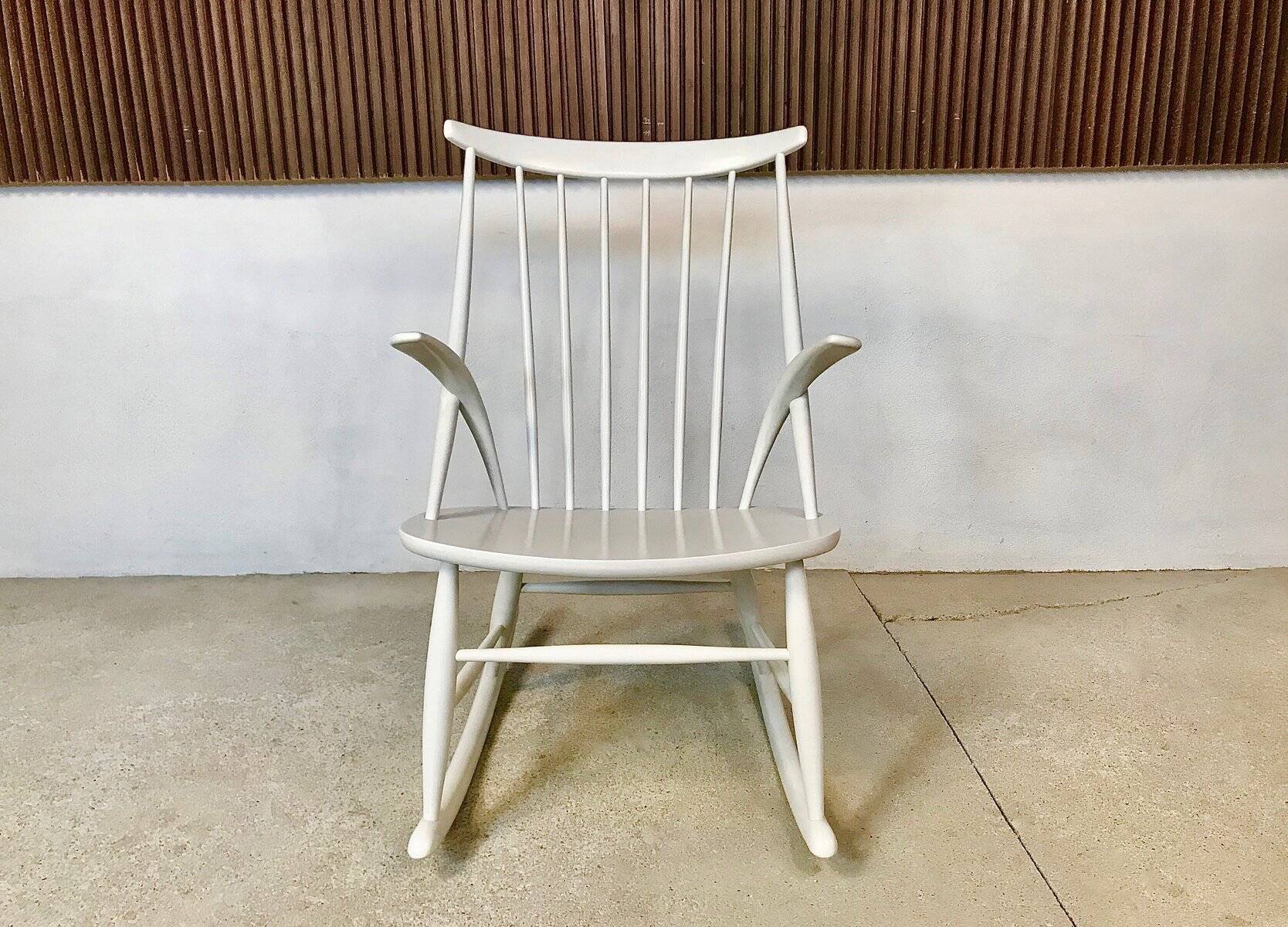 Wooden Rocking chair by Illum Wikkelsø for Niels Eilersen, Denmark 1950s