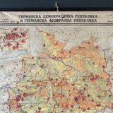 Cold war map of ddr east germany and west germany map 1963 linen school map