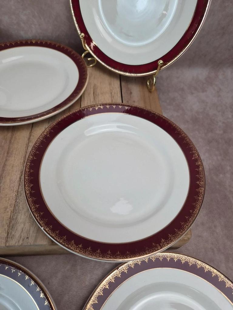 Lot de 12 assiettes à dessert Digoin Sarreguemines « rubis »