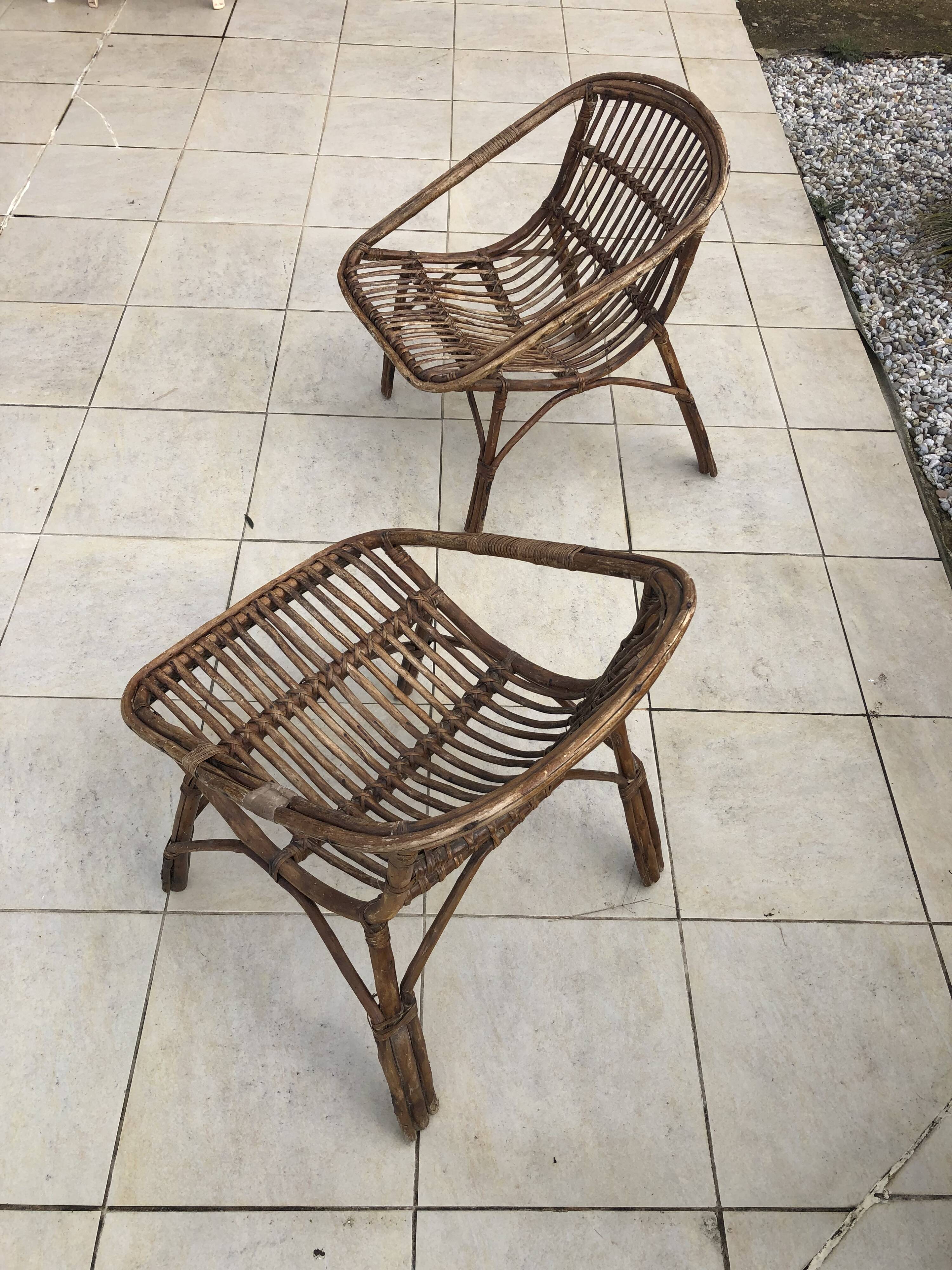 Pair of rattan armchairs