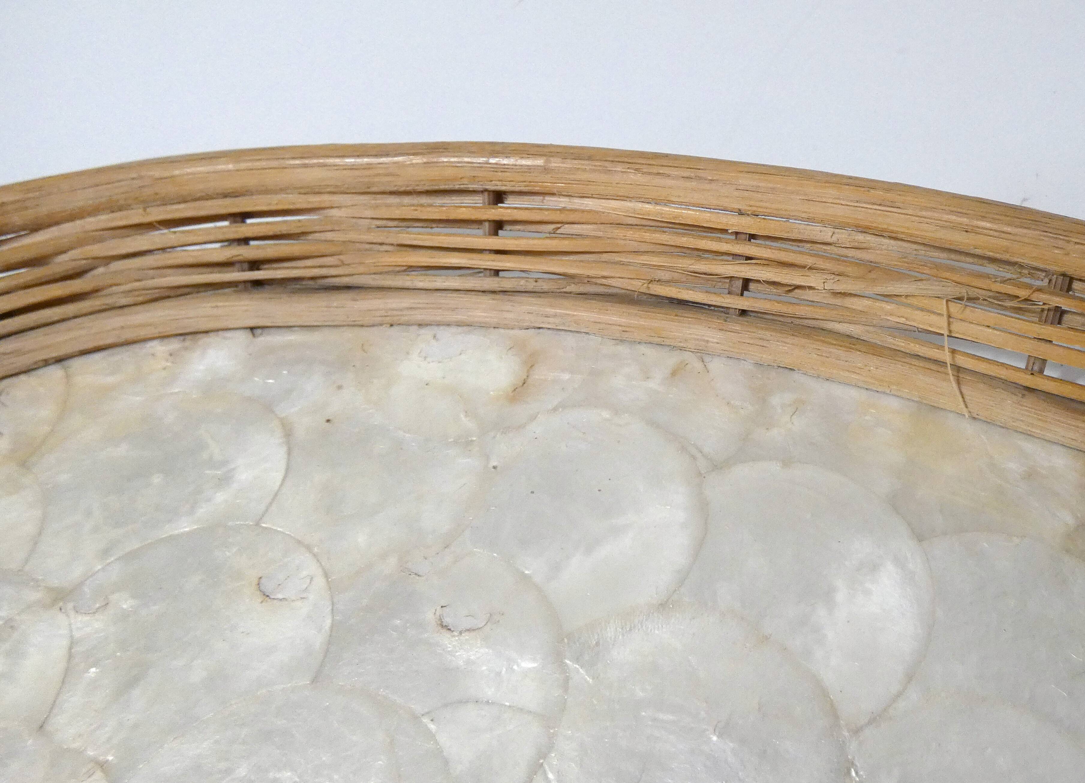 vintage rattan and mother-of-pearl tray