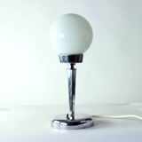 Art Deco table lamp in chrome and glass, Czechoslovakia 1940s