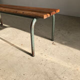 Vintage school bench base gray green