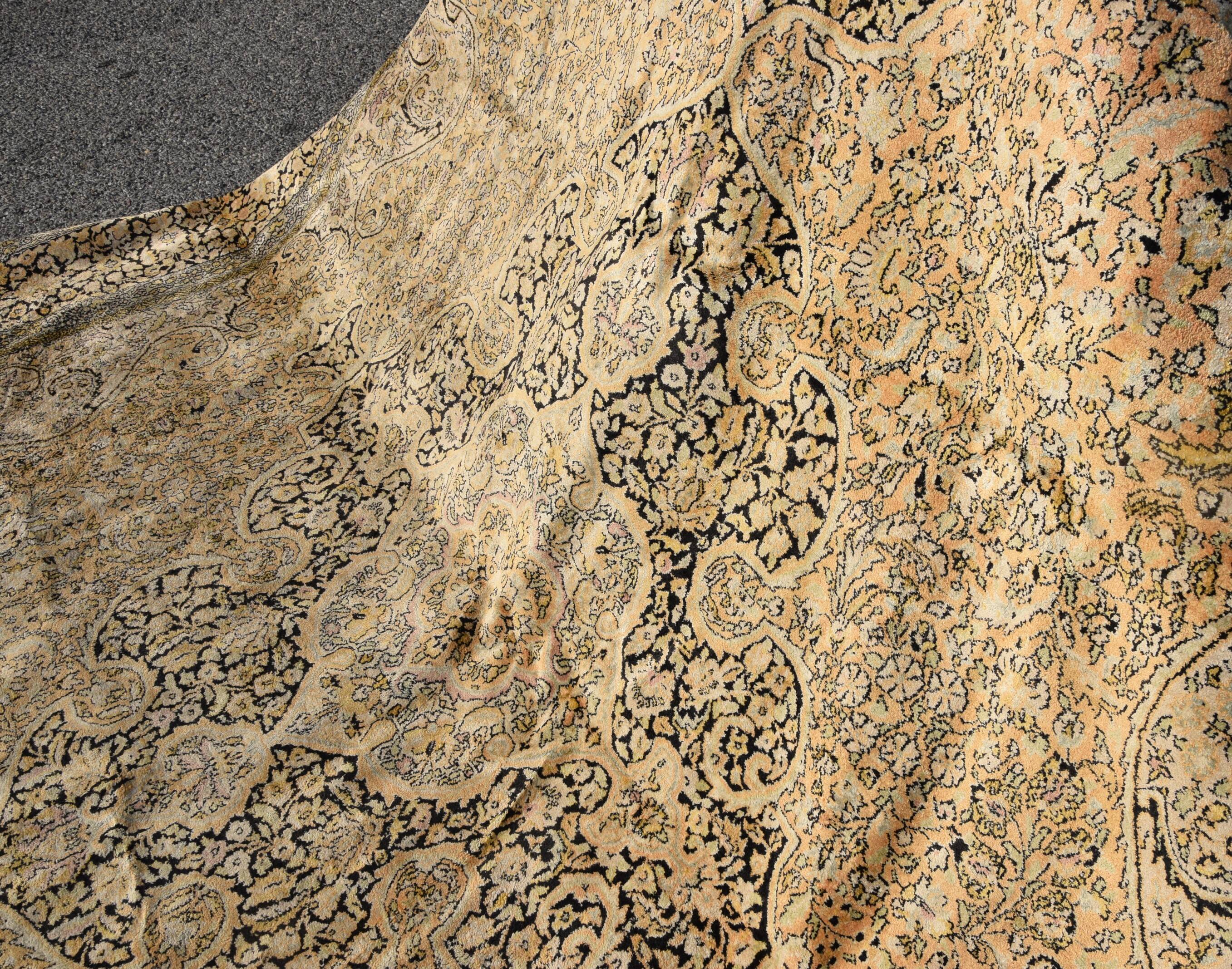 Large kashmir silk rug - india, handmade. - ✔ size: 3.95 x 2.75 metres