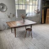 Walnut farmhouse table with swivel and extendable top