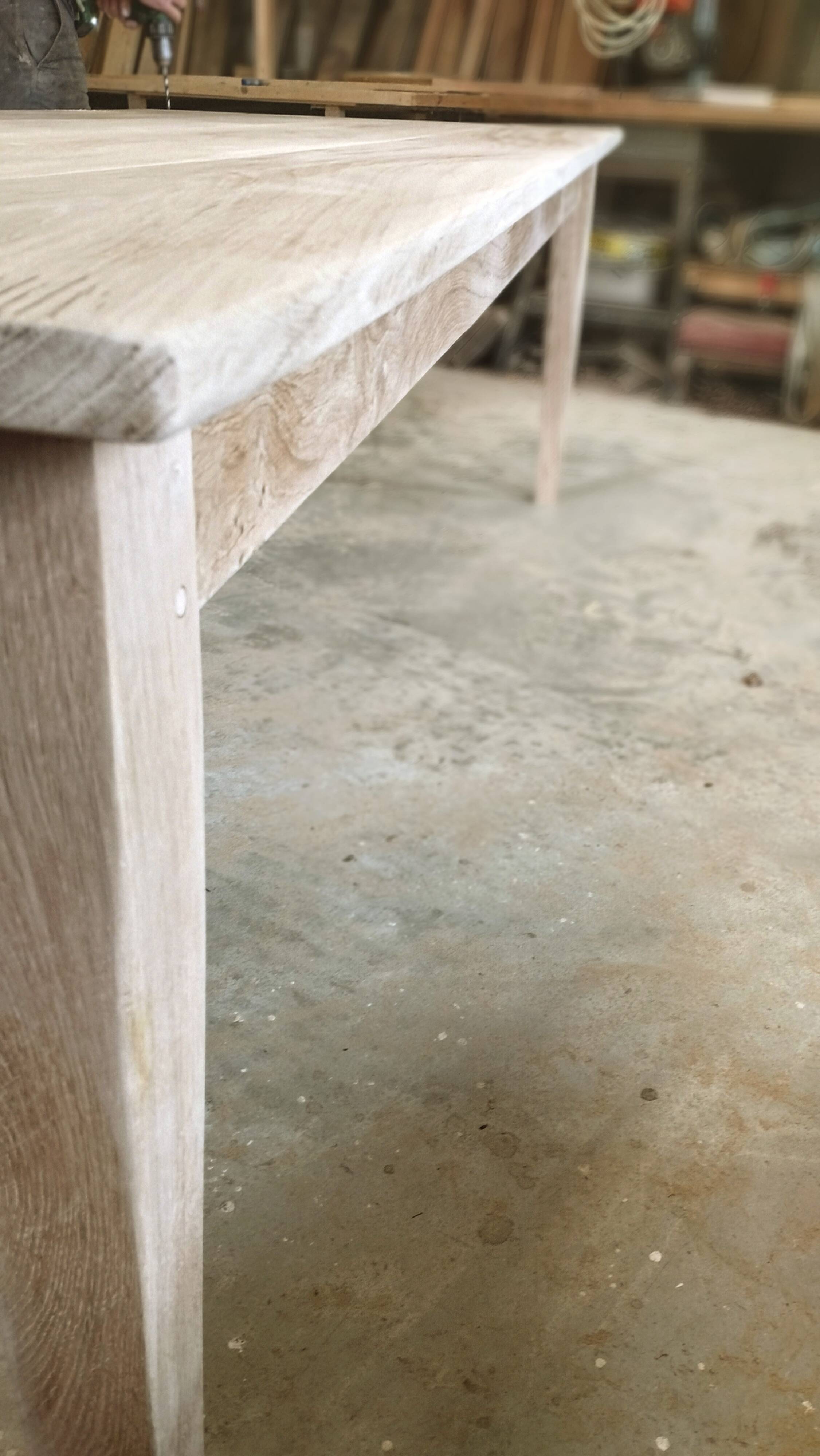 Large solid oak farmhouse table with two drawers 260 cm x 100 cm