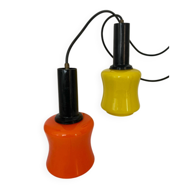 2 suspensions en opaline de Massimo Vignelli vintage made in Italie