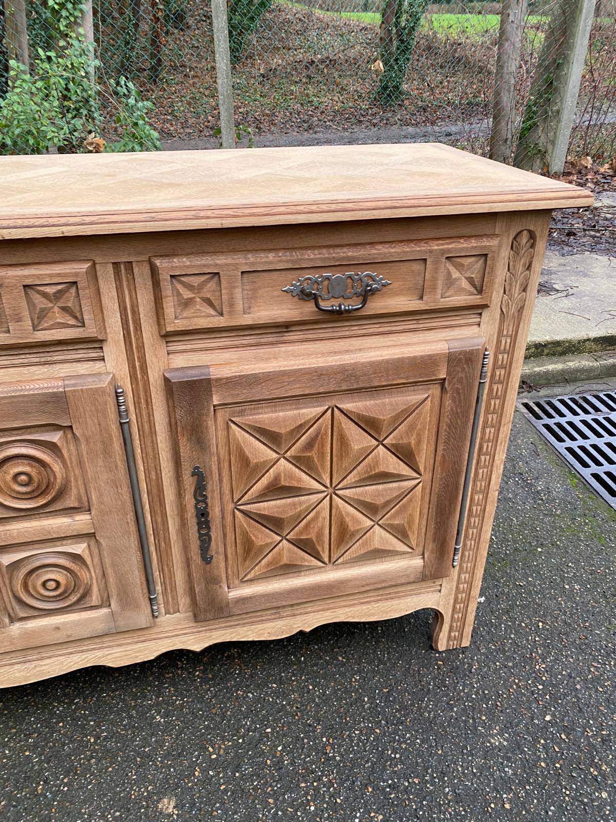 Brutalist art deco diamond point sideboard 198cm