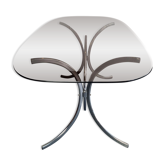 Table à manger en métal chromé et verre fumé 1970